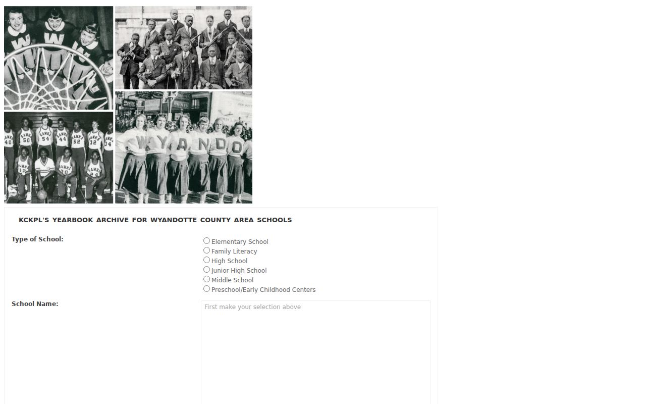 Kansas City Kansas Public Library yearbook database