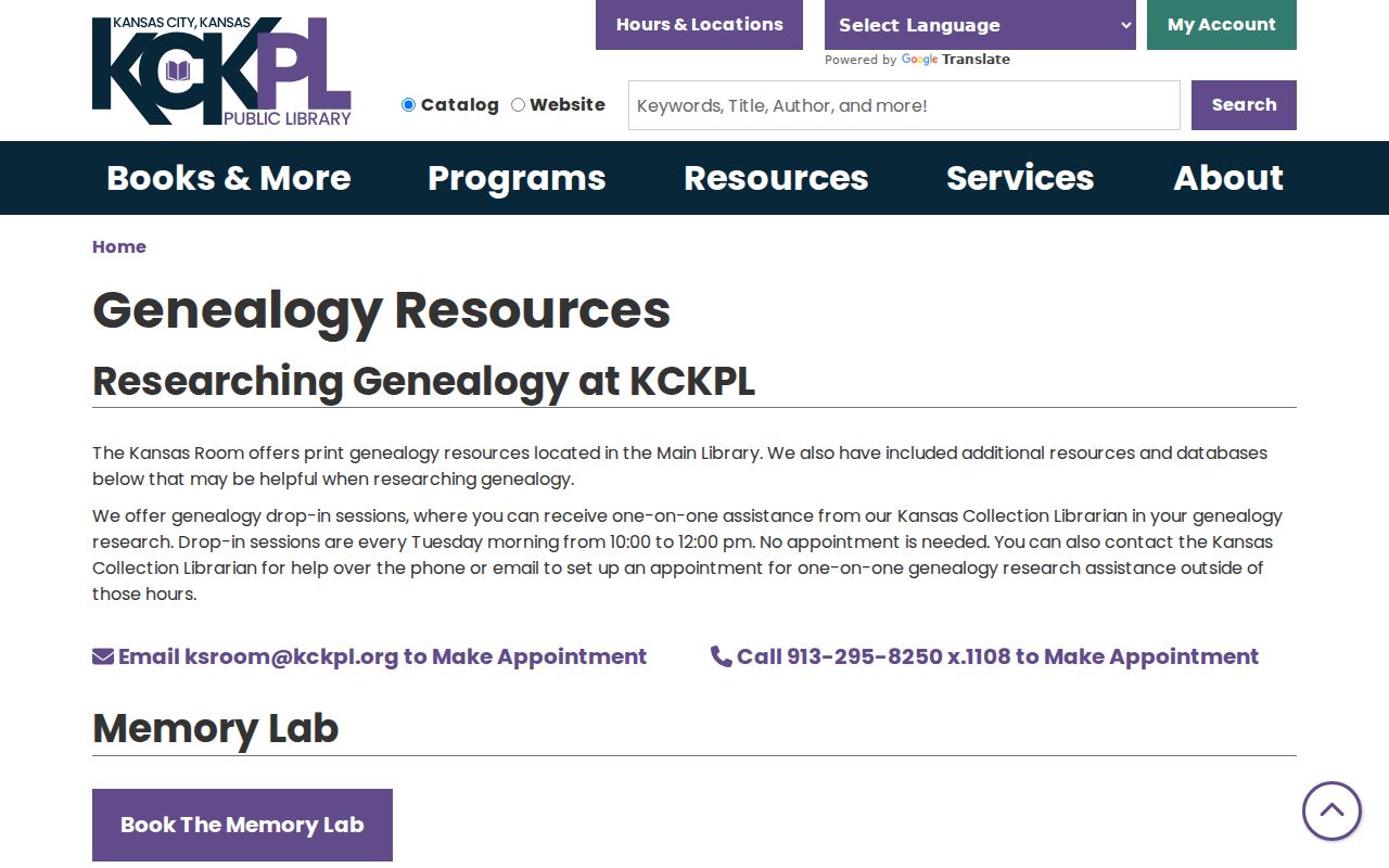 Kansas City residents directory library genealogy resources