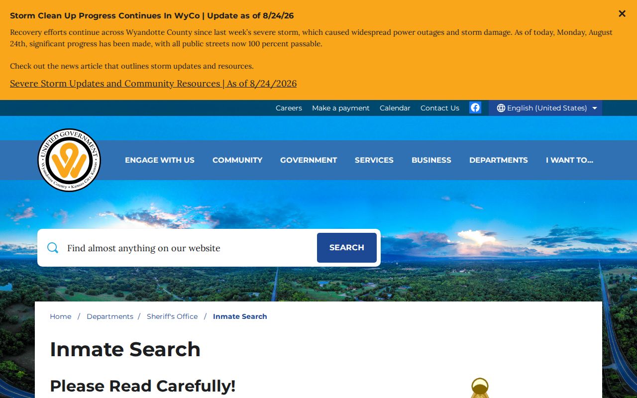 Kansas City residents directory Wyandotte County inmate search