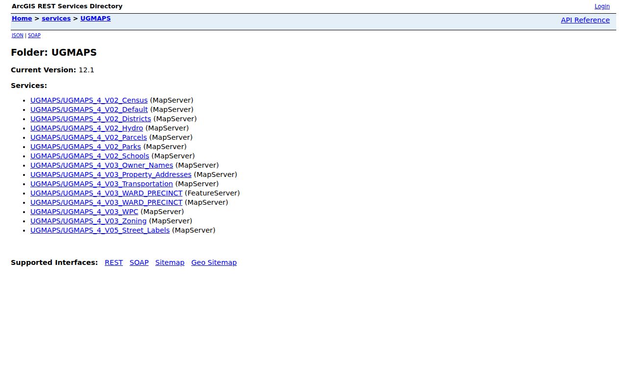 Unified Government GIS service directory used to research Kansas City neighbors