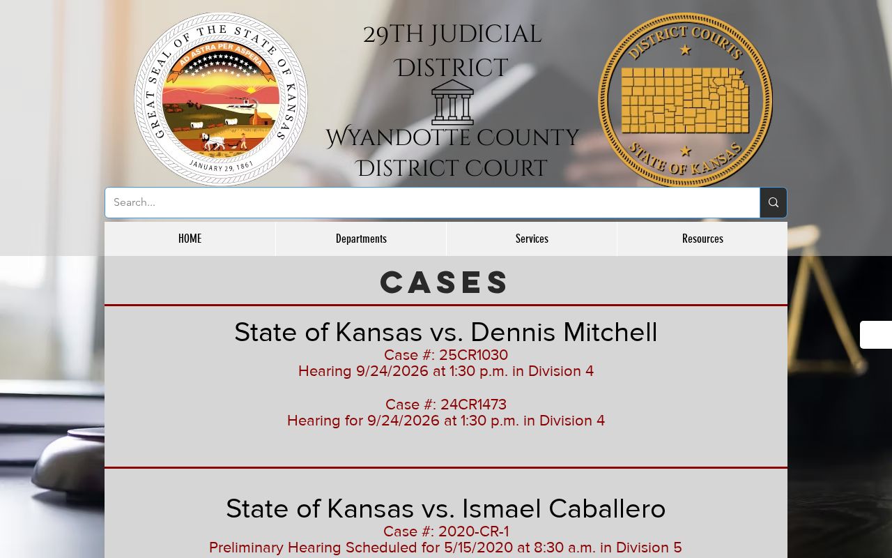 Wyandotte District Court cases page for Kansas City resident lookup research