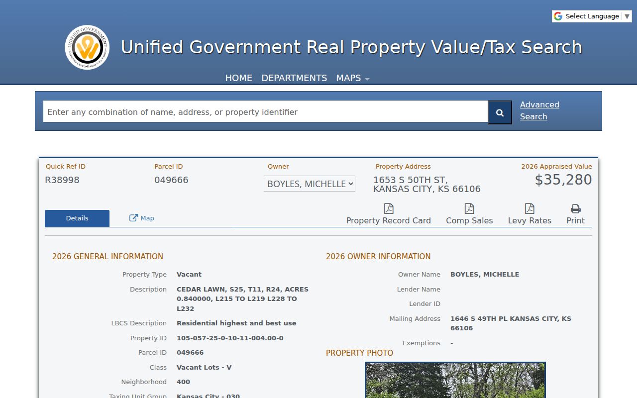 Kansas City parcel with different mailing and situs addresses